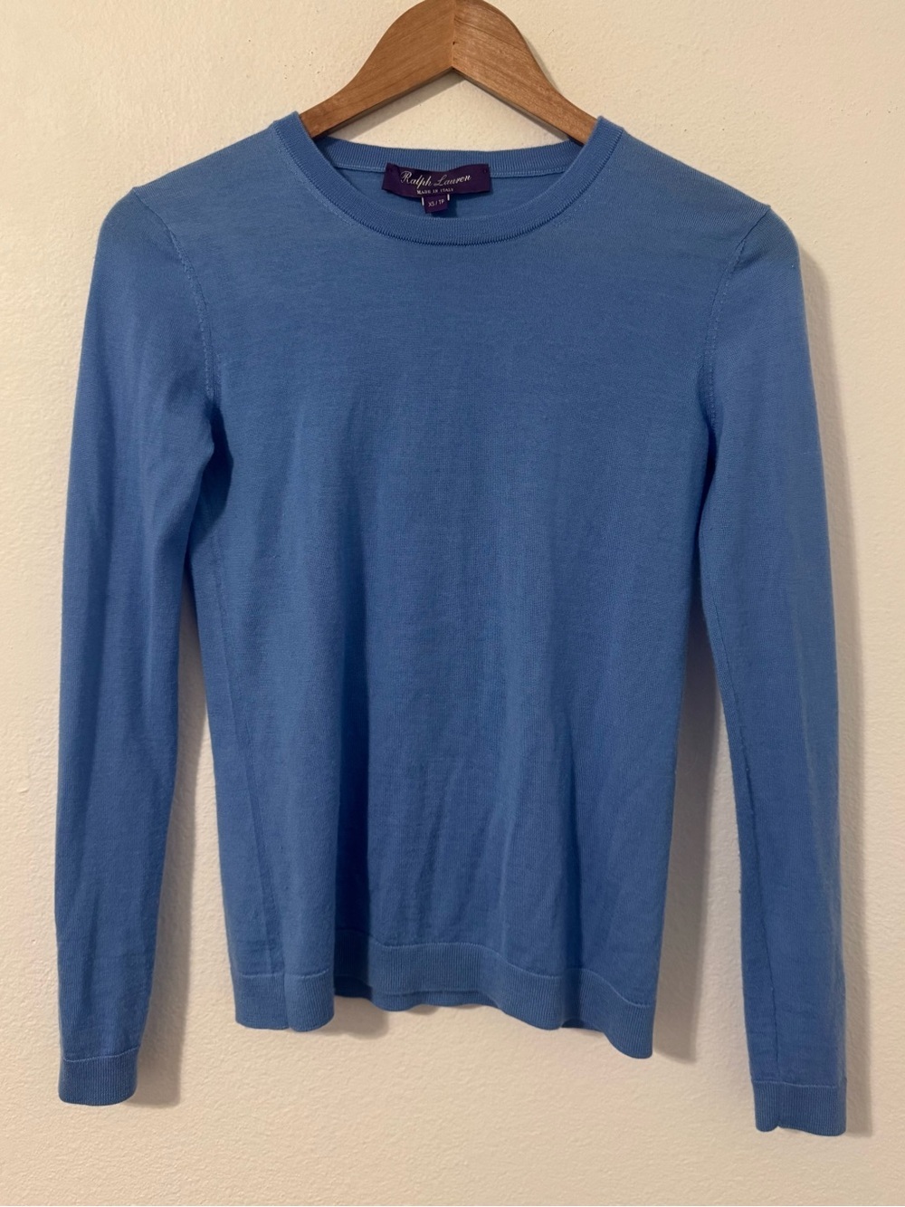 Ralph Lauren Purple Label Blue Crewneck Sweater Luxury Soft Designer Italy  XS